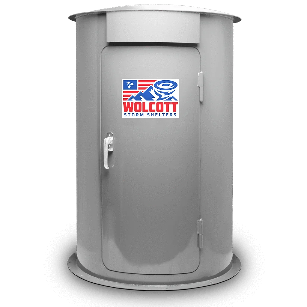 Storm shelter with a single door